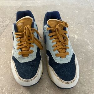 Nike Air Denim Blue and Tan Sneakers Size 8.5